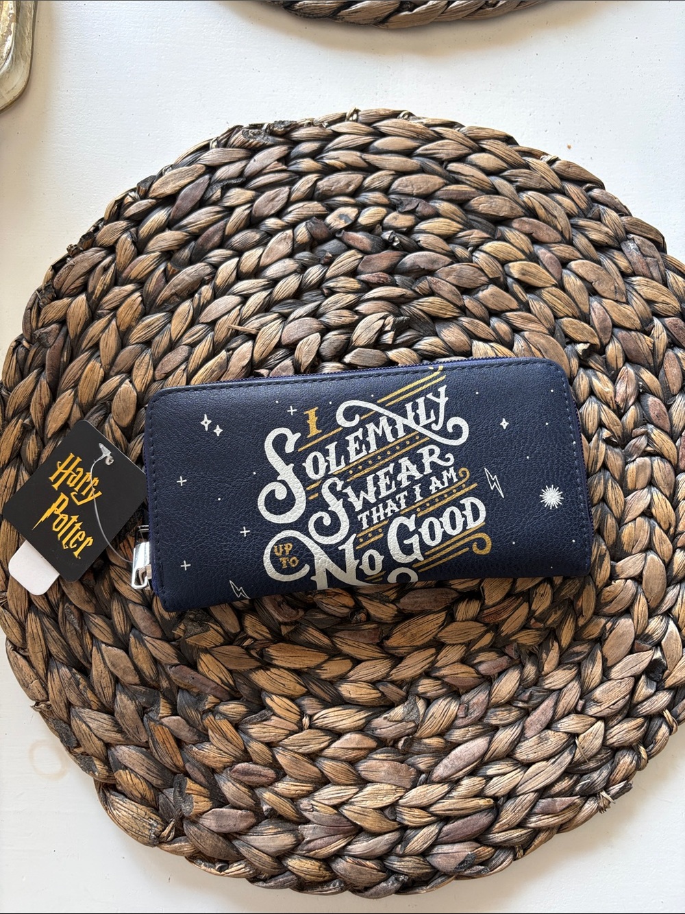 Harry Potter NWT Navy Zip Wallet with Gold & Cream Lettering